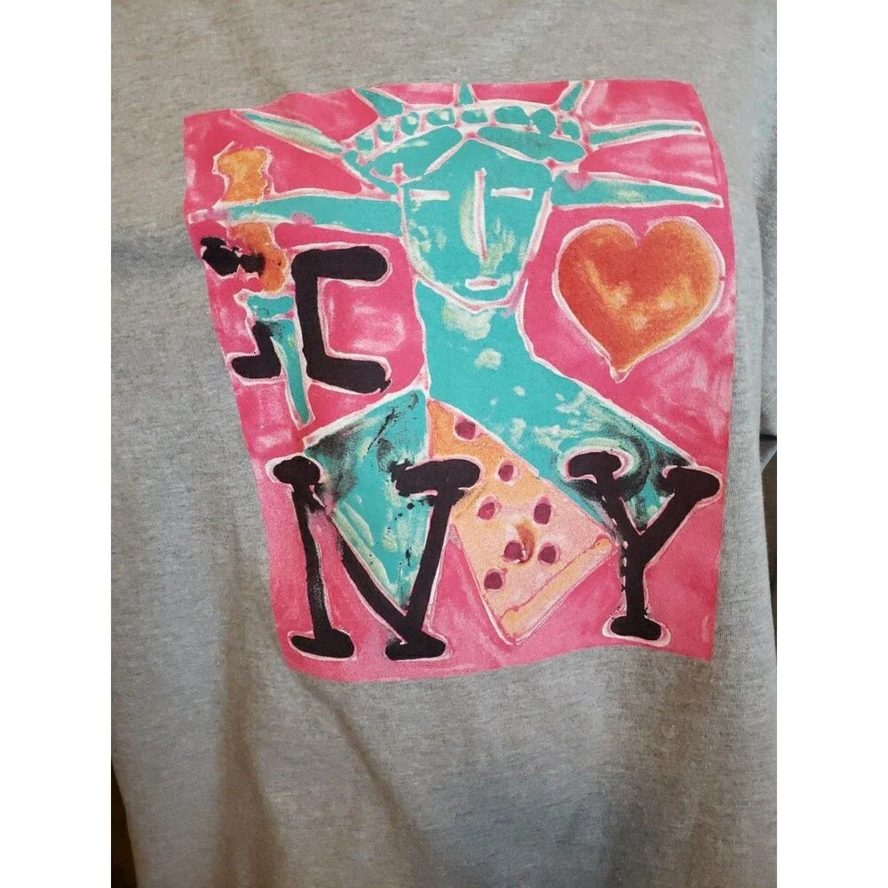 J.CREW x Katherine Bernhardt Top Collab Women's Sz. M Gray Tee Graphic NY Shirt